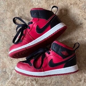 Nike Kids Red and Black High-Top Sneakers